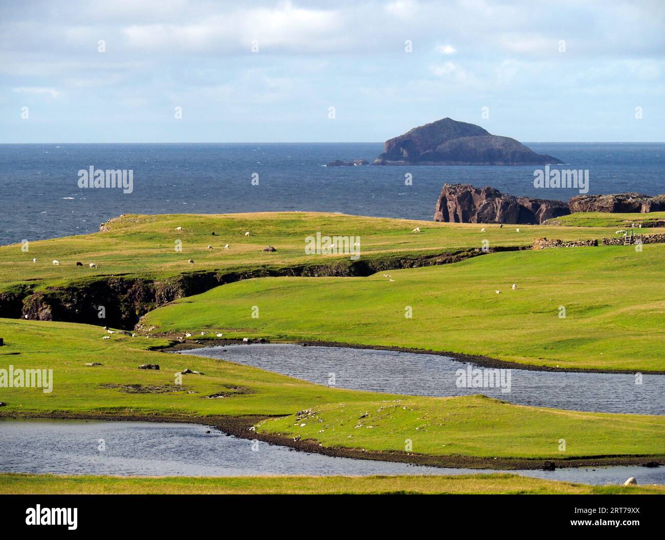 Eshaness und Muckle Ossa, Shetland, Schottland Stockfoto