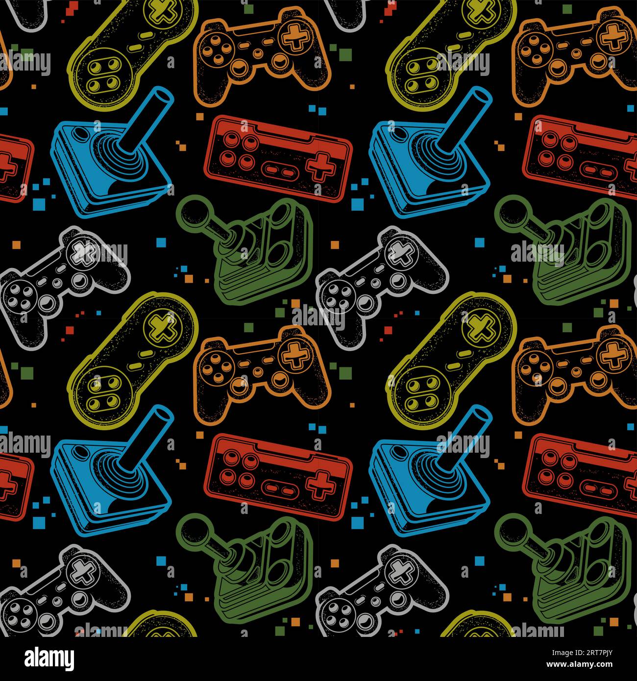 Nahtloses Muster mit Joysticks, nahtloses Muster für Gamepads, Hintergrund für Konsolenspiele, Vektor Stock Vektor