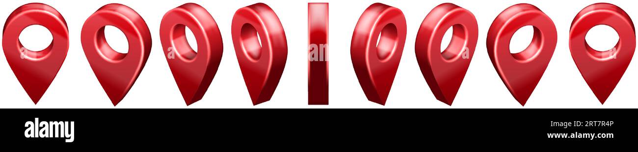 Animiertes 3D-Symbol für Positionierstift. Rotierendes GPS-Positionssymbol für die Kartennavigation. Geolokationsmarker Animation Frames Vektorsatz Stock Vektor