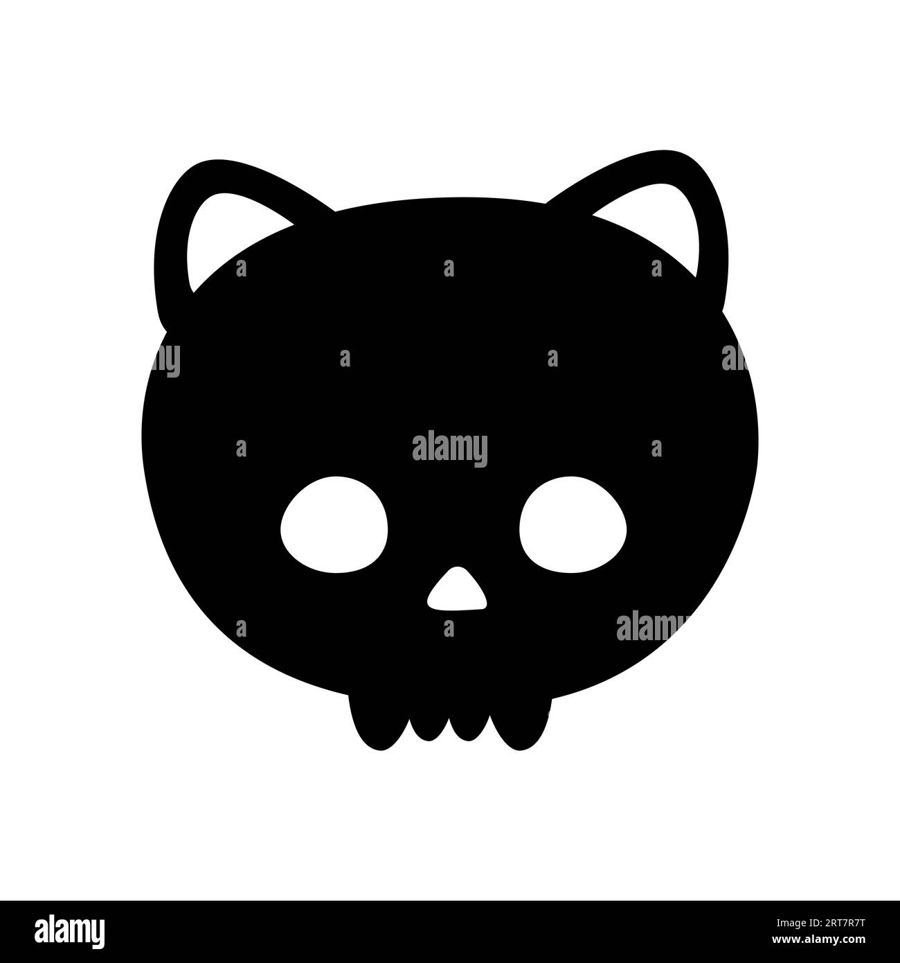 Vektor Hand gezeichnet flache niedliche Katze Schädel Silhouette Stock Vektor