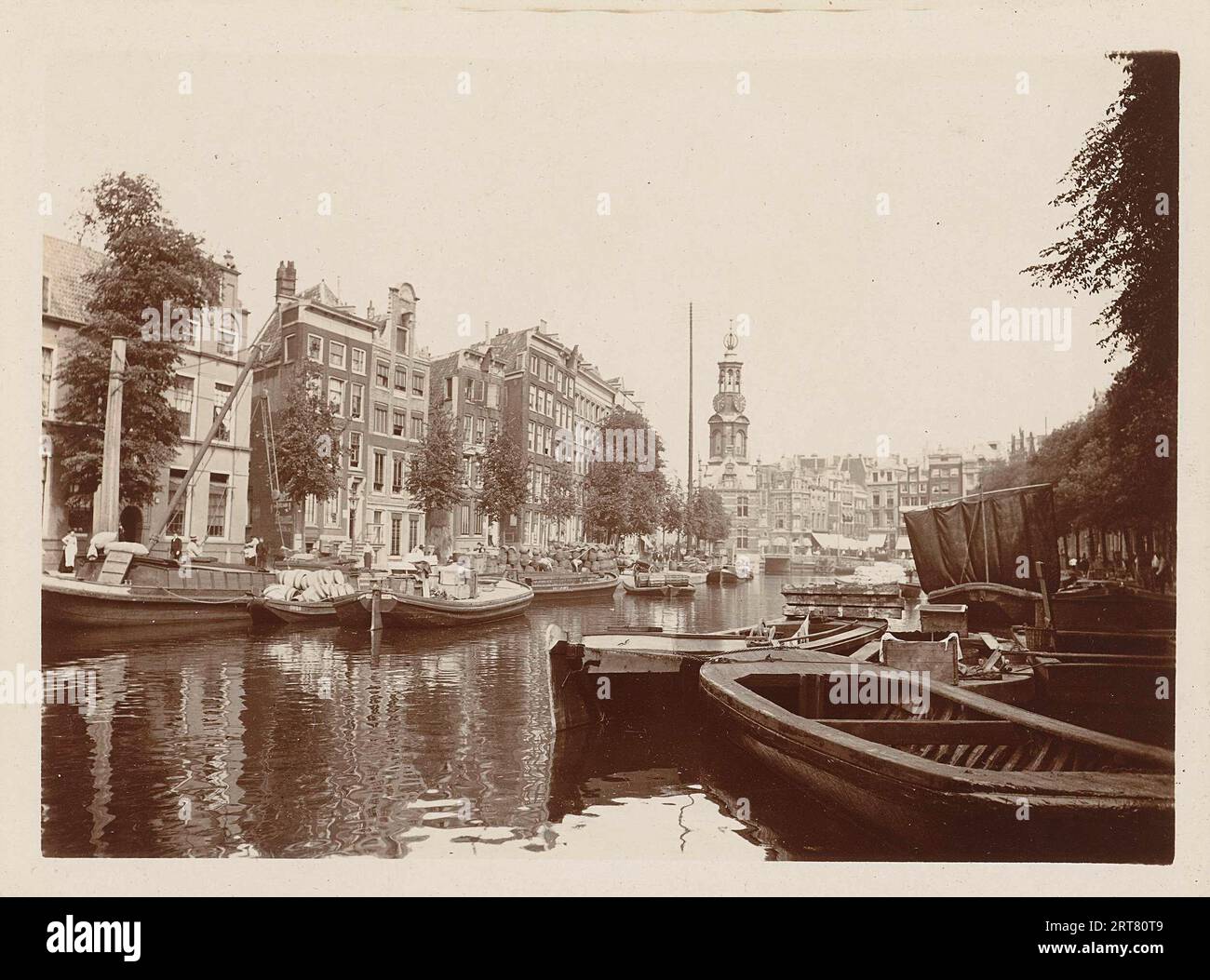 Blick auf den Singel, in der Ferne die Munttoren, 1904 Stockfoto