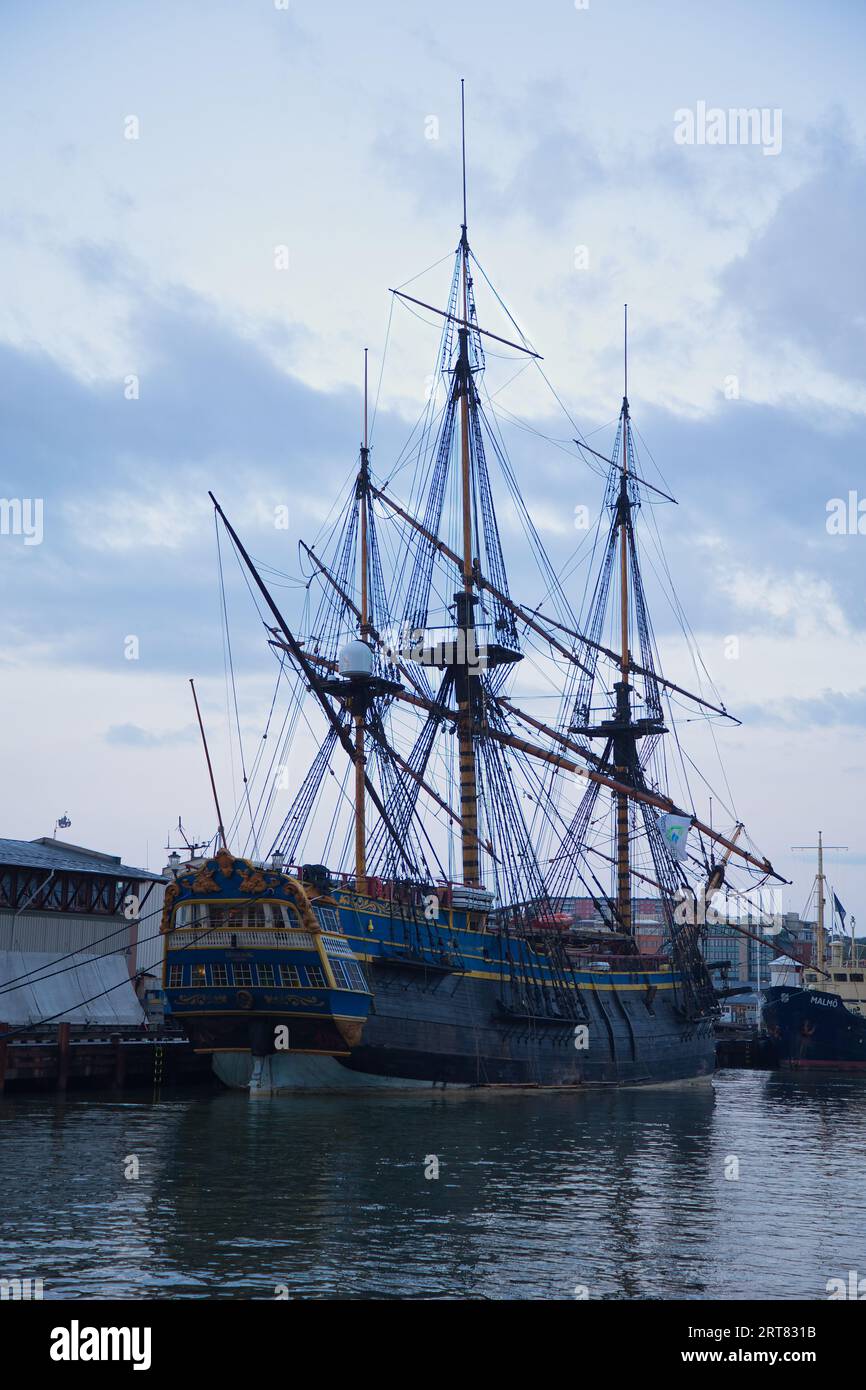 Schweden, Göteborg - 05. Juli 2023: Die Götheborg von Schweden ist das größte ozeangehende Holzsegelschiff der Welt. Stockfoto