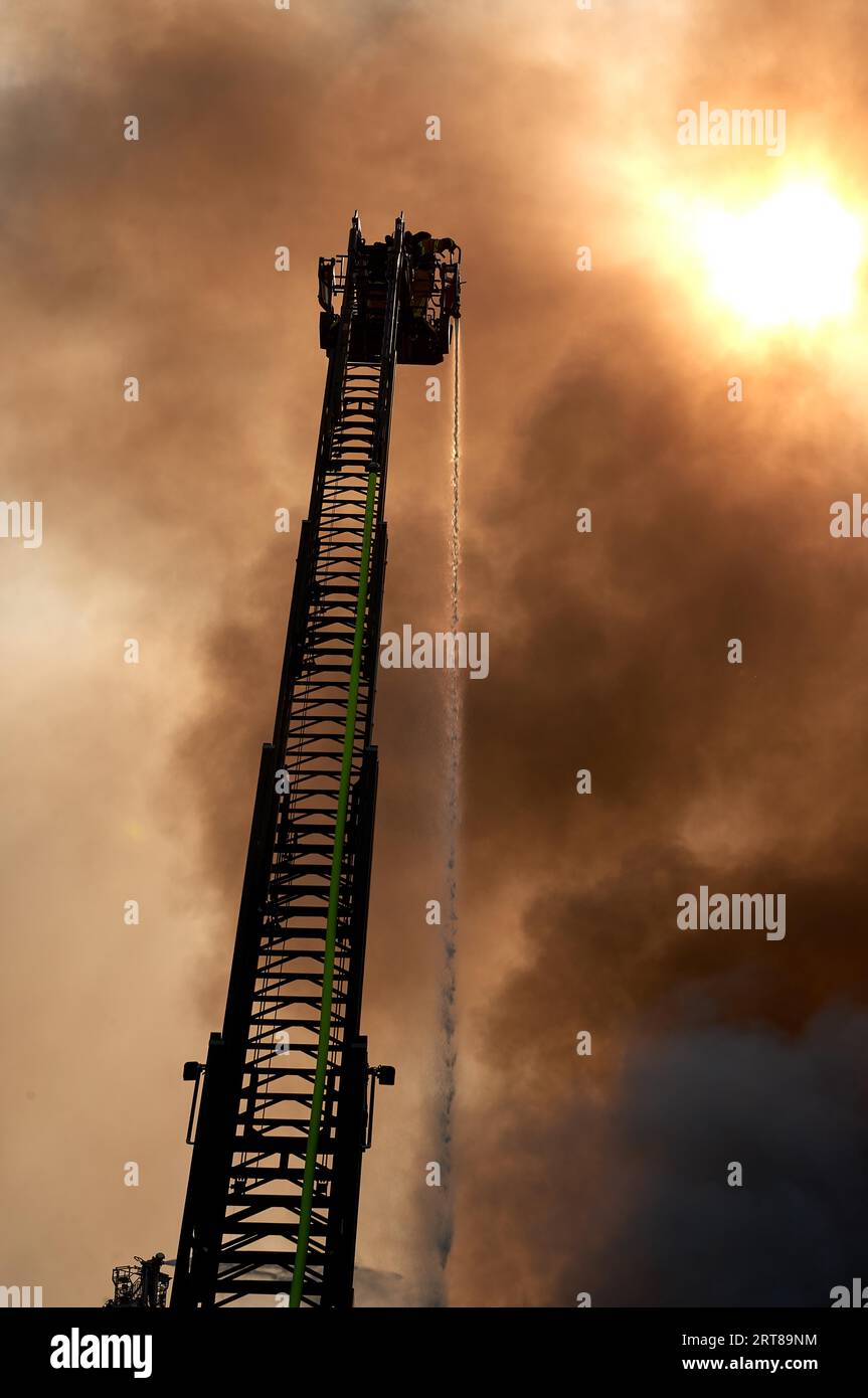 Feuerwehrmann bei der Arbeit Stockfoto