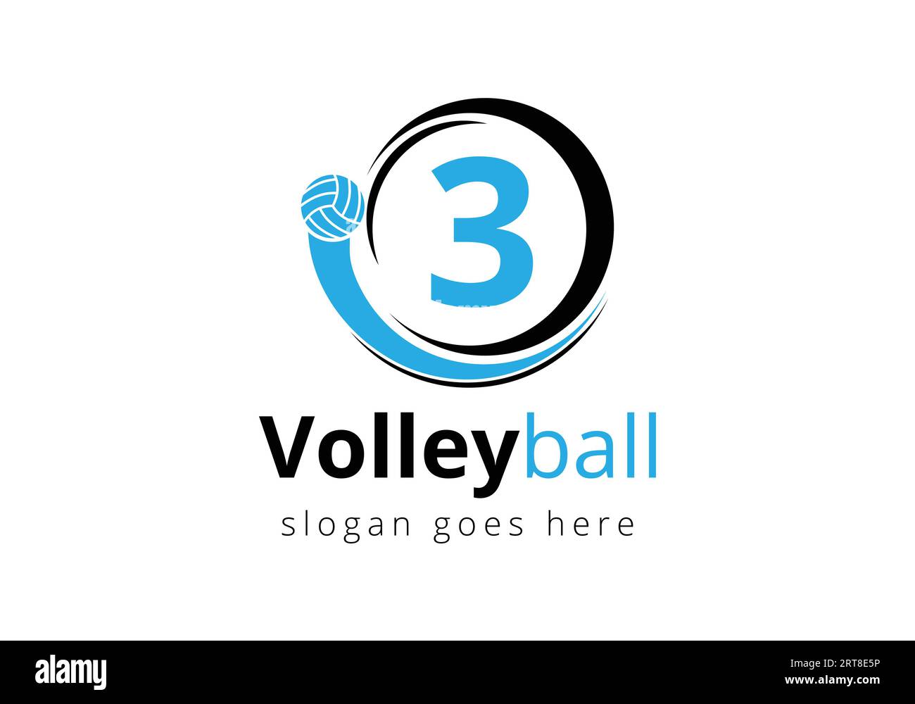 Erster Buchstabe 3 Volleyball-Logo-Konzept. Vektorvorlage Für Volleyball-Sportsymbol Stock Vektor