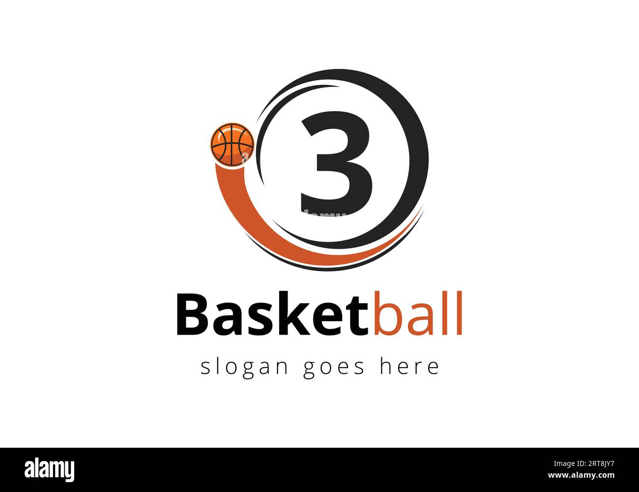 „Letter 3“-Basketball-Logo Mit Beweglichem Basketball-Symbol. Design Der Vektorvorlage Für Sportsymbole Stock Vektor