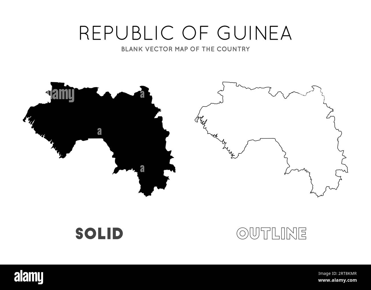 Leere Vektorkarte des Landes. Grenzen von Guinea für Ihre Infografik. Vektorabbildung. Stock Vektor