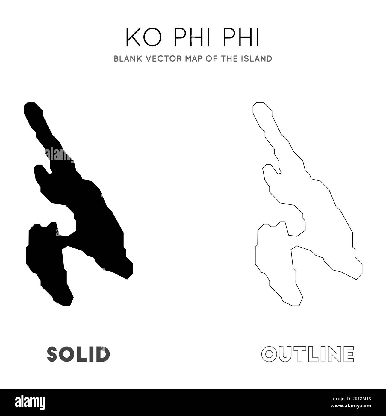 Ko Phi Phi Karte. Grenzen der Insel für Ihre Infografik. Vektorillustration. Stock Vektor