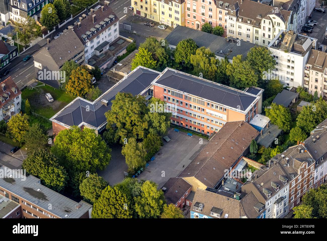 Luftaufnahme, Realschule Haspe, Haspe, Hagen, Ruhrgebiet, Nordrhein-Westfalen, Deutschland, Bildung, Bildungseinrichtung, DE, Europa, Lehrinstitut Stockfoto