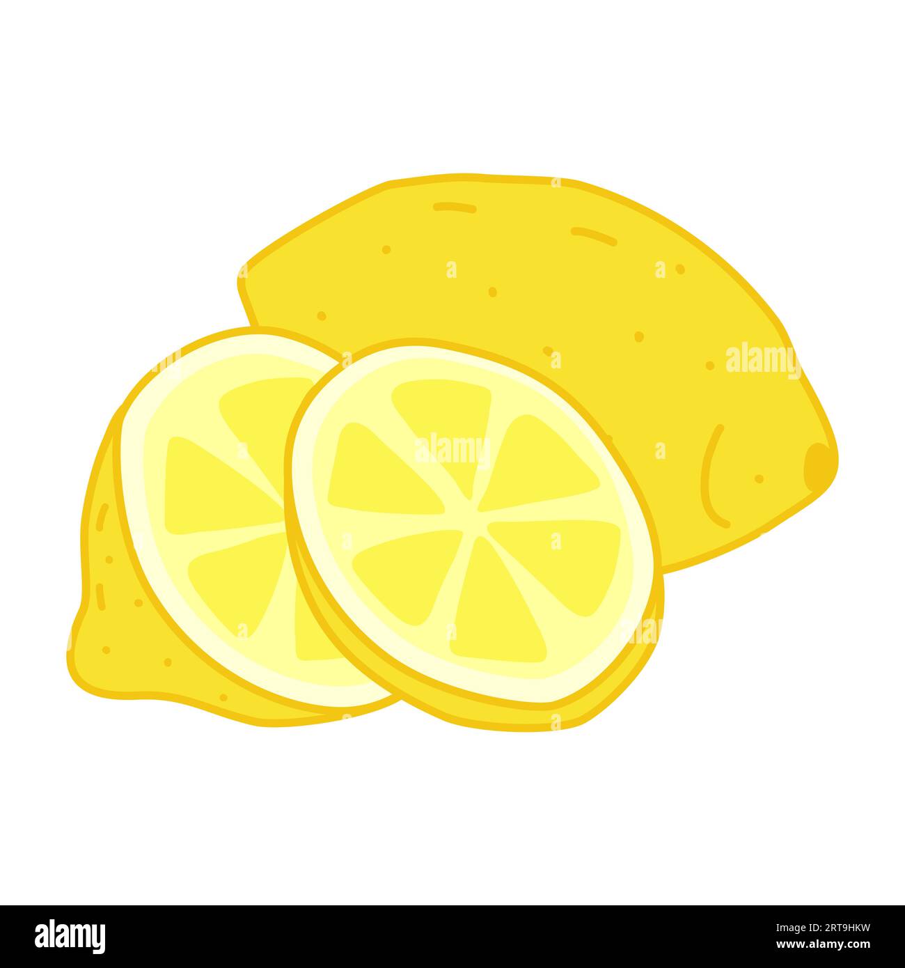 Zitrone mit Scheiben, Doodle-Stil flache Vektor-Illustration Stock Vektor