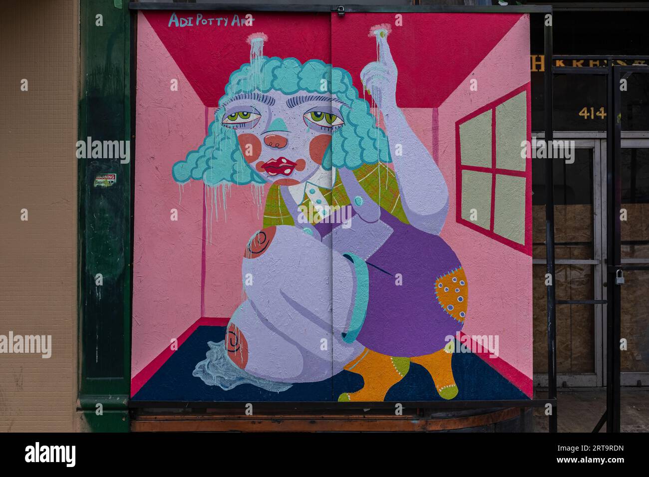 Kunst entlang der Central Ave. (Route 66), Innenstadt von Albuquerque, New Mexico Stockfoto