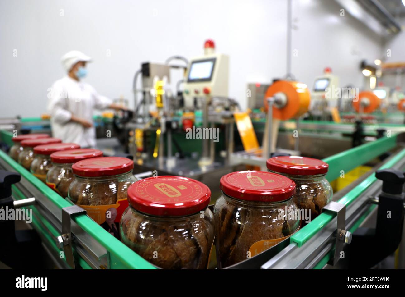 LELING, CHINA - 9. SEPTEMBER 2023 - Ein Arbeiter produziert in einer Werkstatt eines Fertiggeschirr-Produktionsunternehmens in Leling, Shan Stockfoto