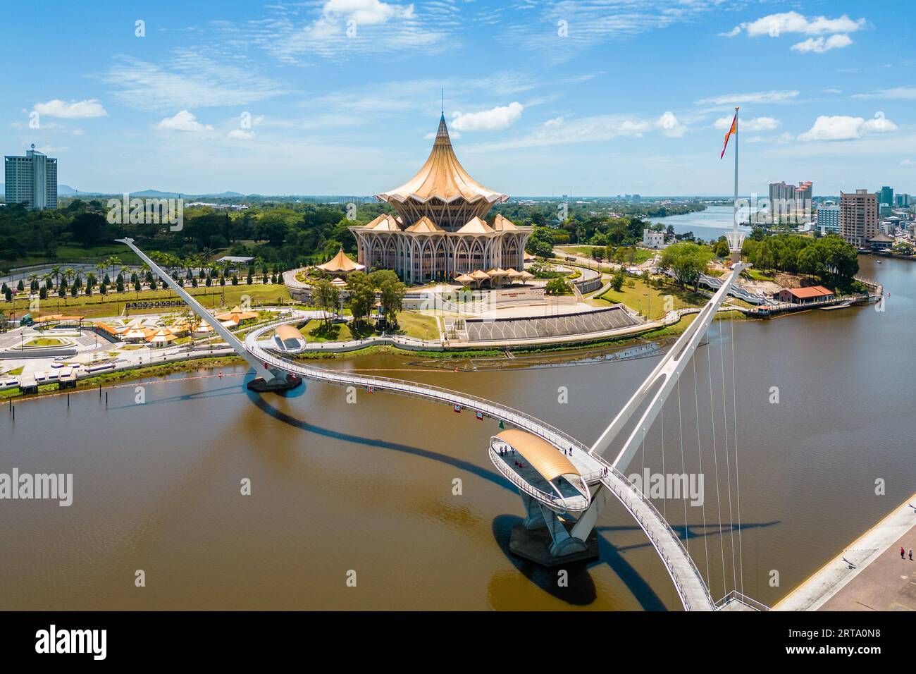 Landschaft des Ufers des Sarawak Flusses in Kuching, Sarawak, Ost-Malaysia Stockfoto
