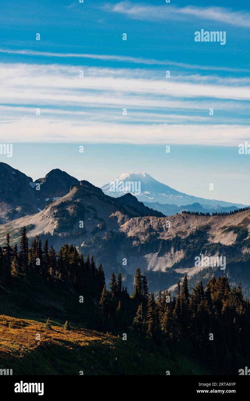 Mount Adams, wie auf der Skyline Trail Loop im Mount Rainier National Park zu sehen Stockfoto
