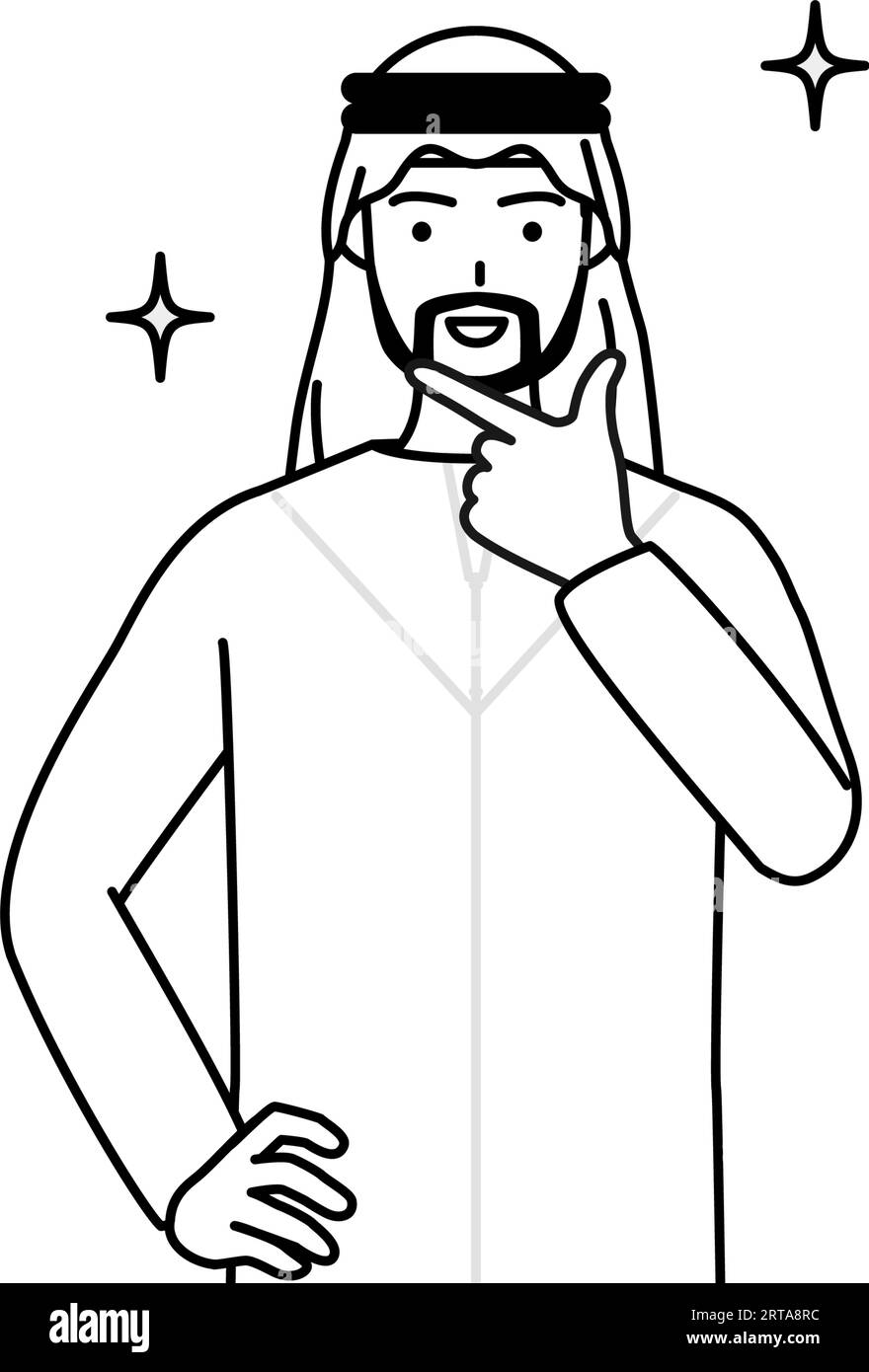 Muslimischer Mann in selbstbewusster Pose, Vektor-Illustration Stock Vektor