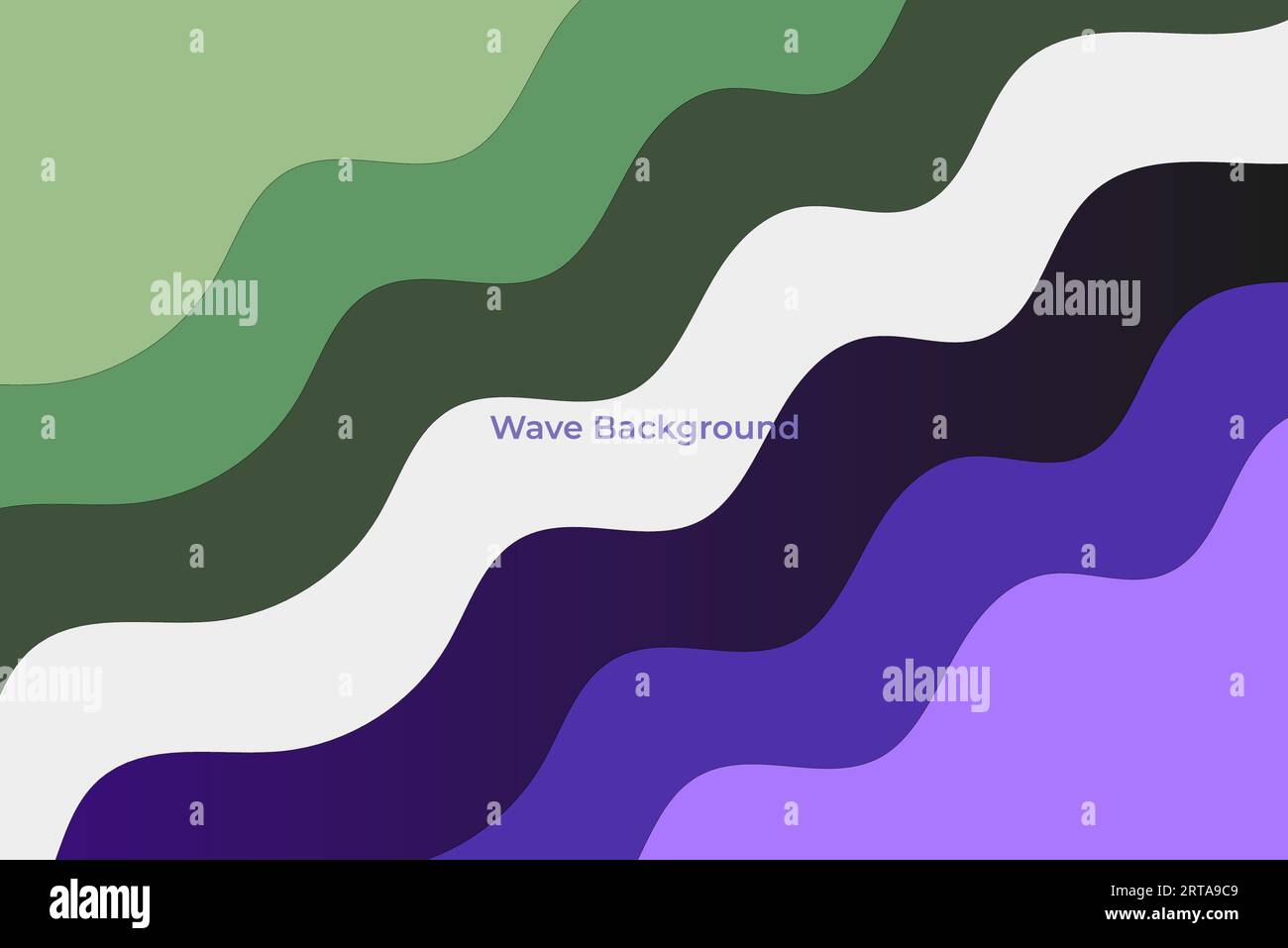 Violetter und grüner verlaufender Wellenhintergrund mit weicher Farbe. Vektorillustration. Eps10 Stock Vektor
