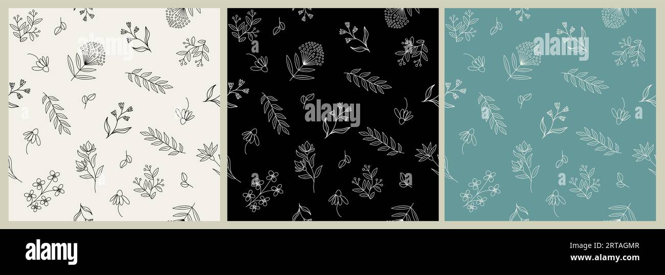 Nahtloses botanisches Muster mit winzigen Wildblumen. Stock Vektor