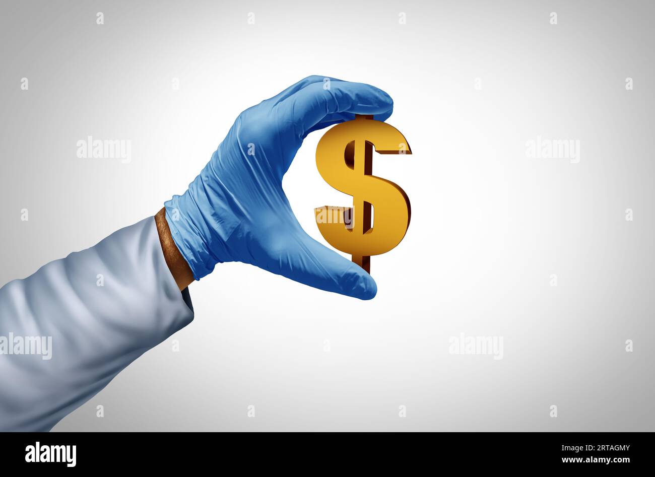 Kosten der Gesundheitsversorgung und Krankenversicherung und oder medizinische Kosten und Krankenhausrechnungen Schulden als Arzt oder Arzt mit einem Symbol des Geldes Stockfoto