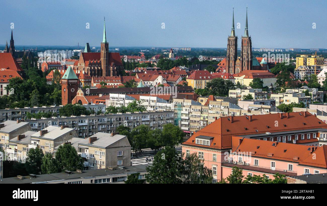 Panoramablick auf Breslau vom Kirchturm, Breslau, Polen Stockfoto