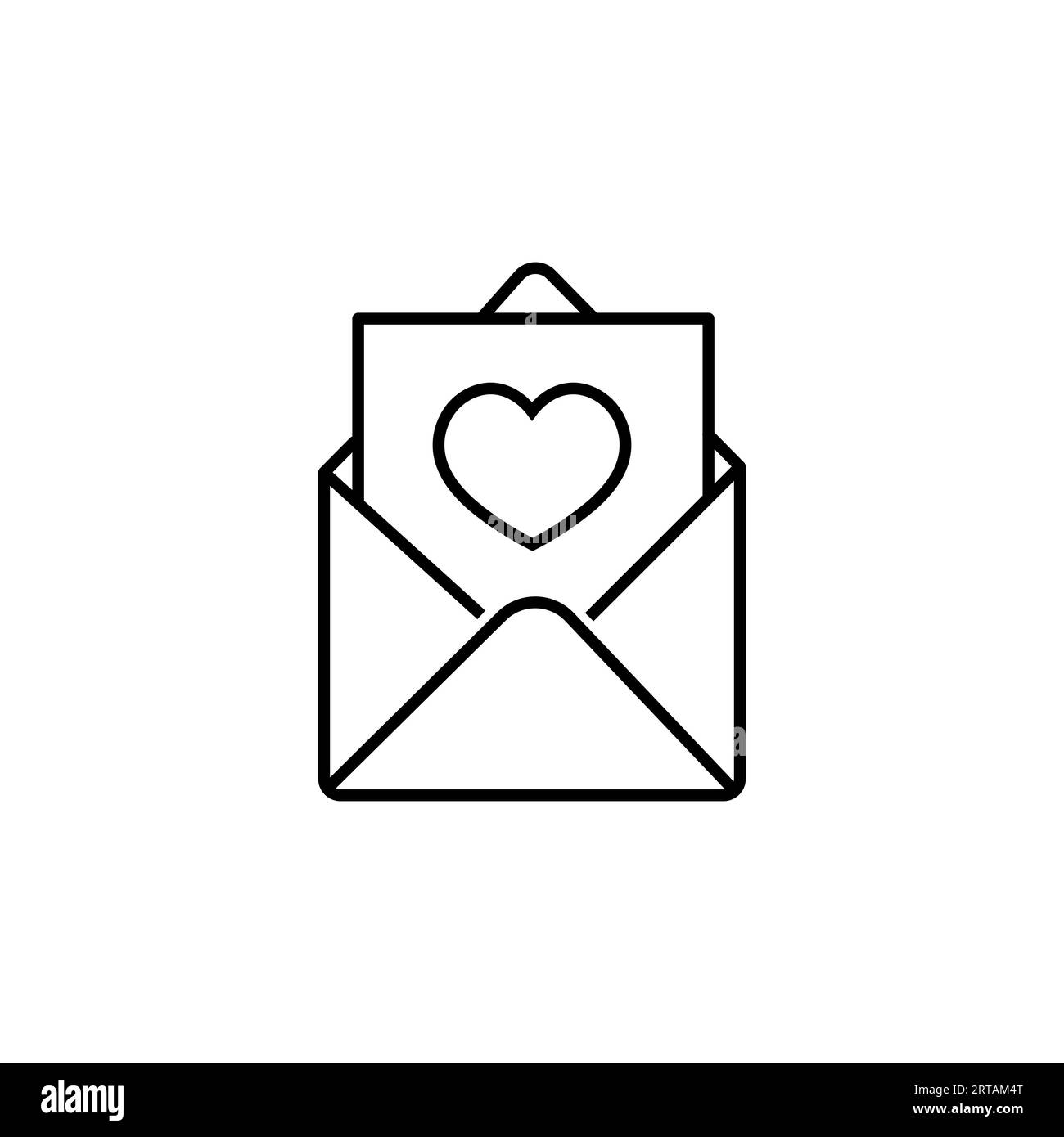 Valentinstag 14. februar Kartenumschlag mit Herzlinie Symbol Stock Vektor