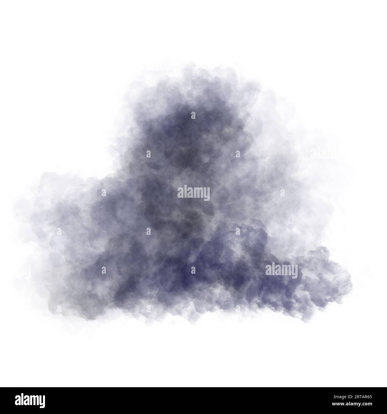Nacht dunkle Himmel Spot Illustration isoliert auf weißem Hintergrund. Schwarze, violette Wolken, Rauchflecken von Hand gezeichnet. Hintergrund mystisches Element für Design Stockfoto