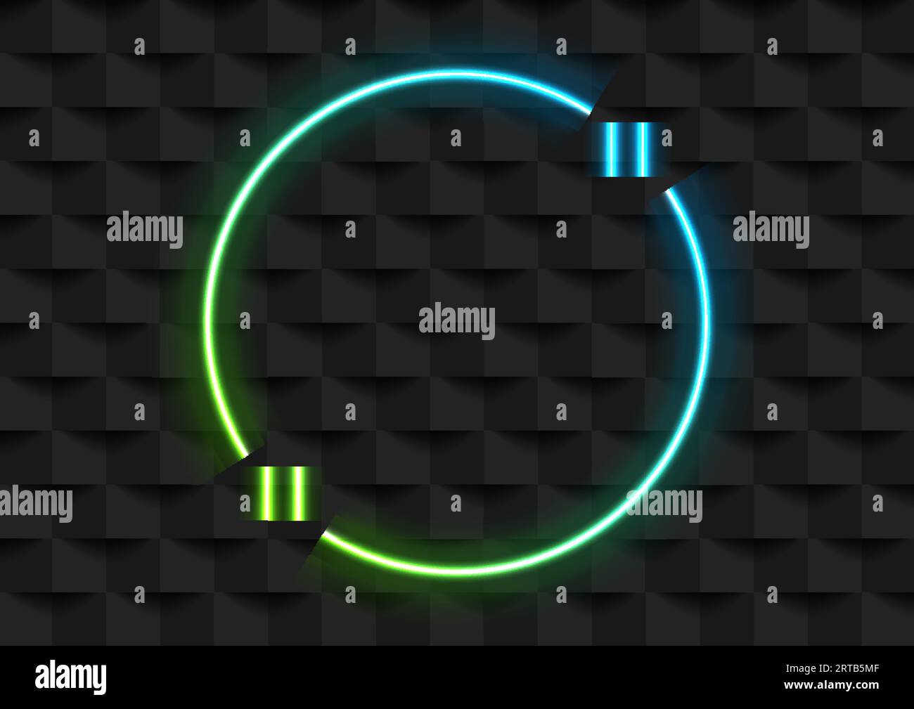 Zitat Sprechblase abstrakter Laser Neon Kreis Rahmen Hintergrund. Vektorblau und grün leuchtendes Design Stock Vektor