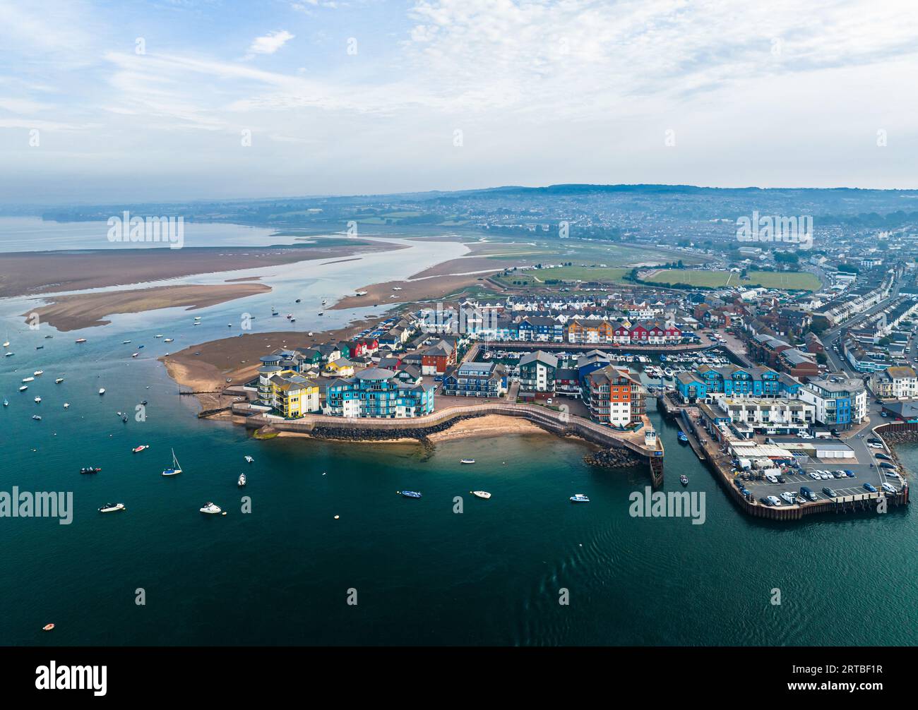 Exmouth und River exe aus einer Drohne, Dawlish Warren, Devon, England, Europa Stockfoto