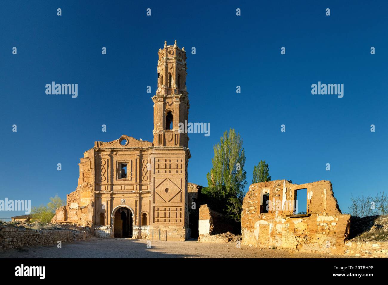 Belchite, Ruine des zerstörten Klosters, Spanien, Aragon Stockfoto