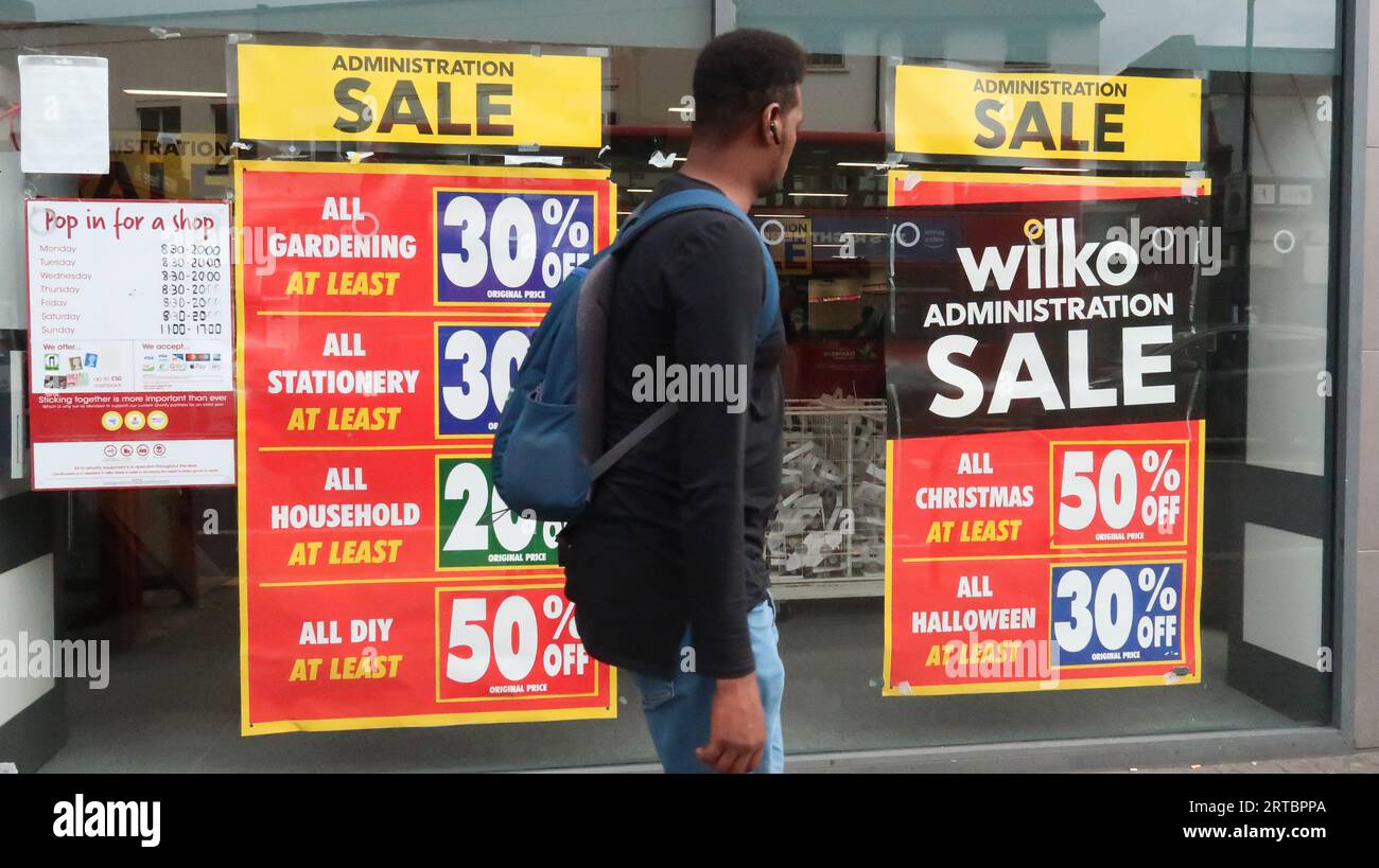 Tooting, London, Großbritannien. Am 12. September 2023. Ein Wilko-Geschäft im Südwesten Londons, wie das Unternehmen angekündigt hat, dass es in die Verwaltung geht. Kredit: Katie Collins/Alamy Live News Stockfoto
