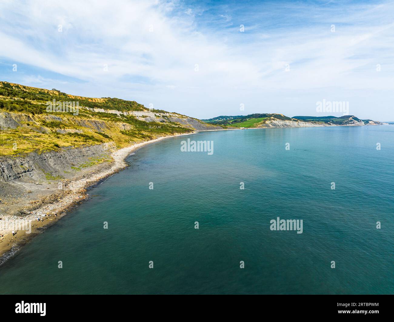 Lyme Regis aus einer Drohne, Jurassic Coast, Dorset, England, Europa Stockfoto