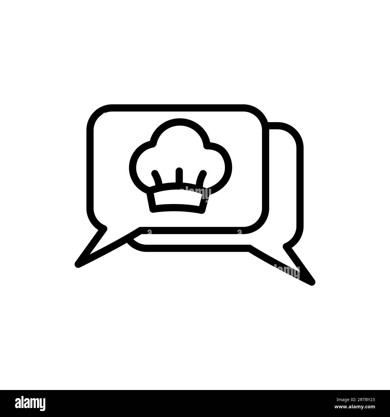 Symbol für „Food Talk Flat“. Piktogramm für Web. Linienhub. Isoliert auf weißem Hintergrund. Vektor EPS10. Chating zum Kochen Stock Vektor