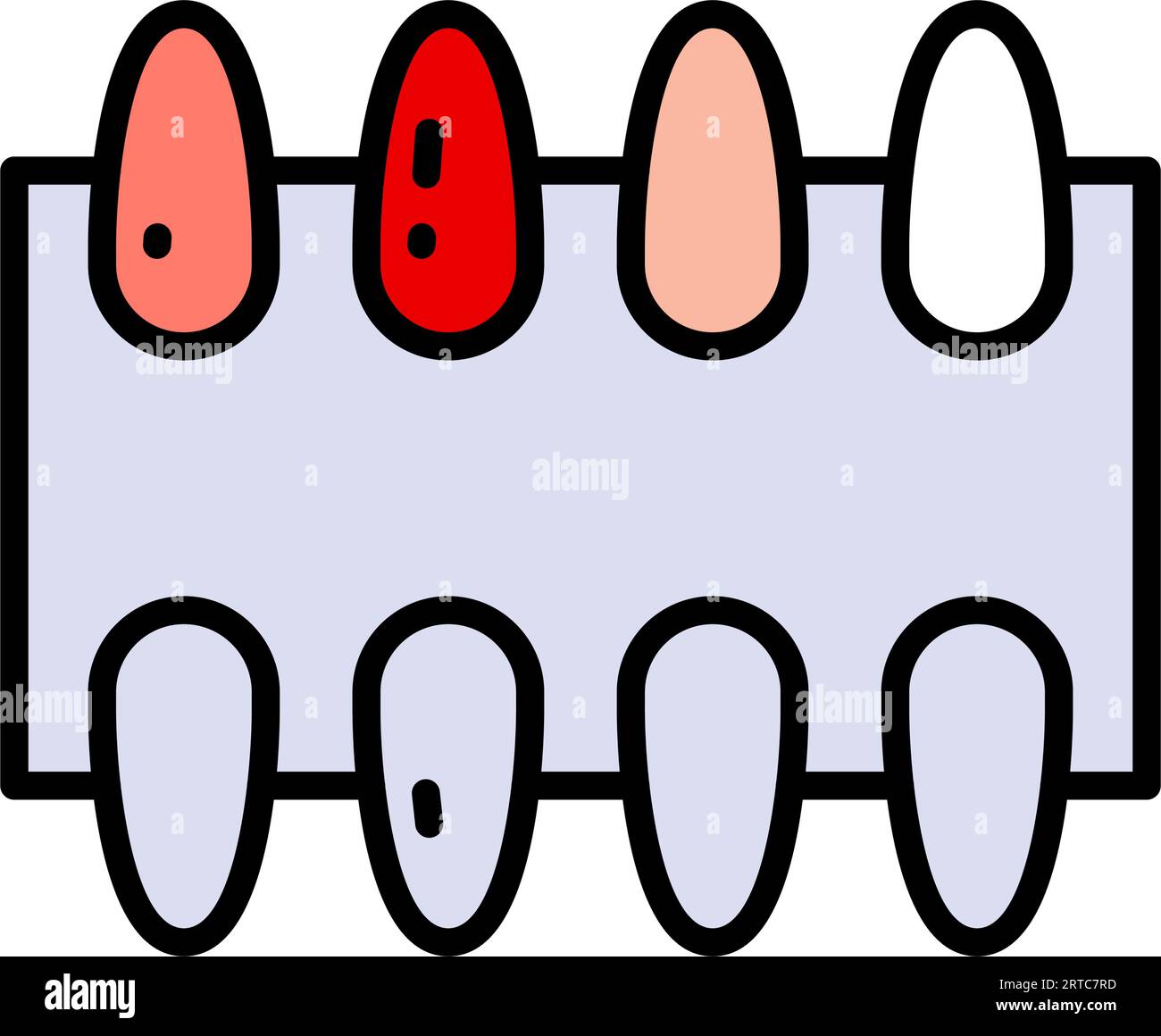 nagellack-Palette für Maniküre-Farbsymbol. Maniküre Werkzeuge flache Abbildung. Lackfarben-Palette für Nagelverlängerung. Künstliche Nägel. Einfach styl Stock Vektor