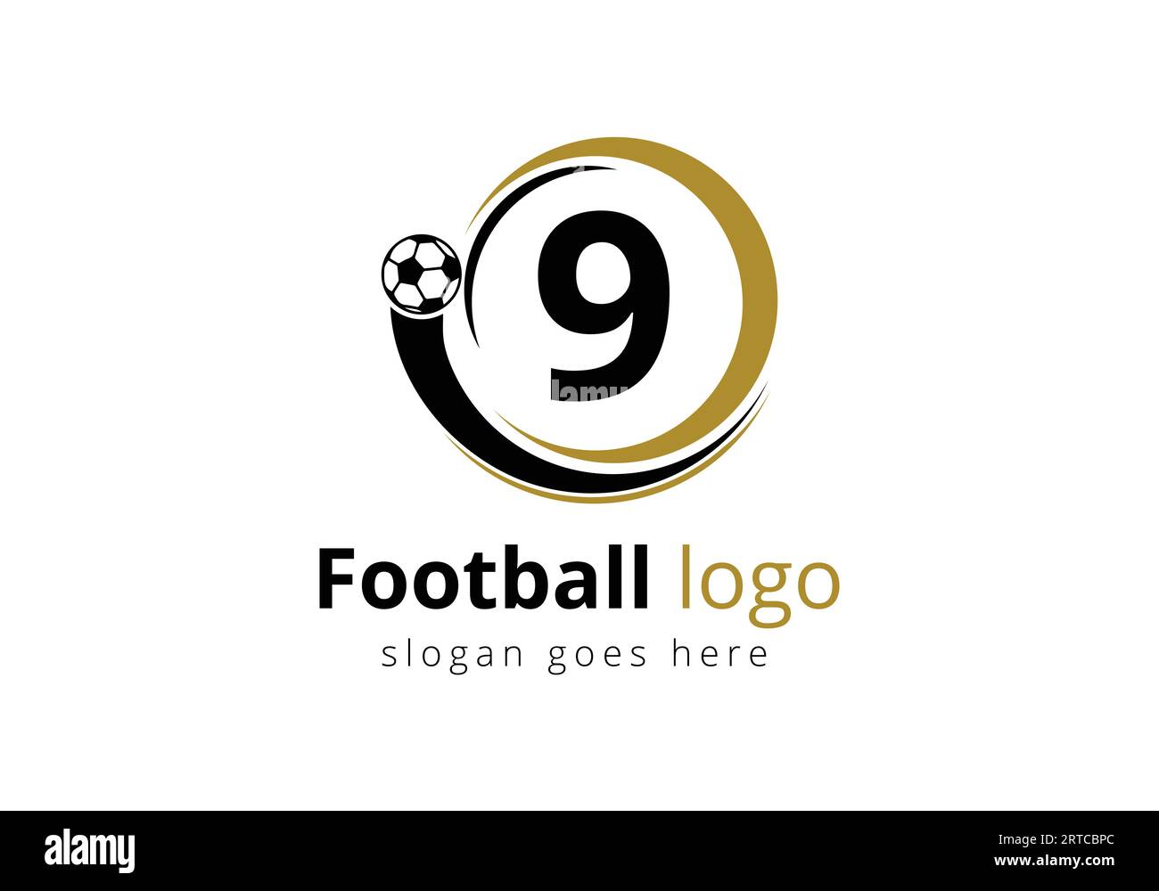 Erstes 9-Monogramm-Alphabet mit Vektorvorlage für das Fußball-Logo. Fußball-Club-Symbol. Geschäfts- und Unternehmensidentität. Stock Vektor