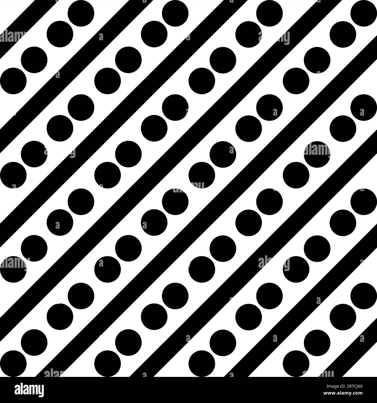 Nahtloses Muster mit Punkten und diagonalen Streifen in Schwarz und weiß Stockfoto