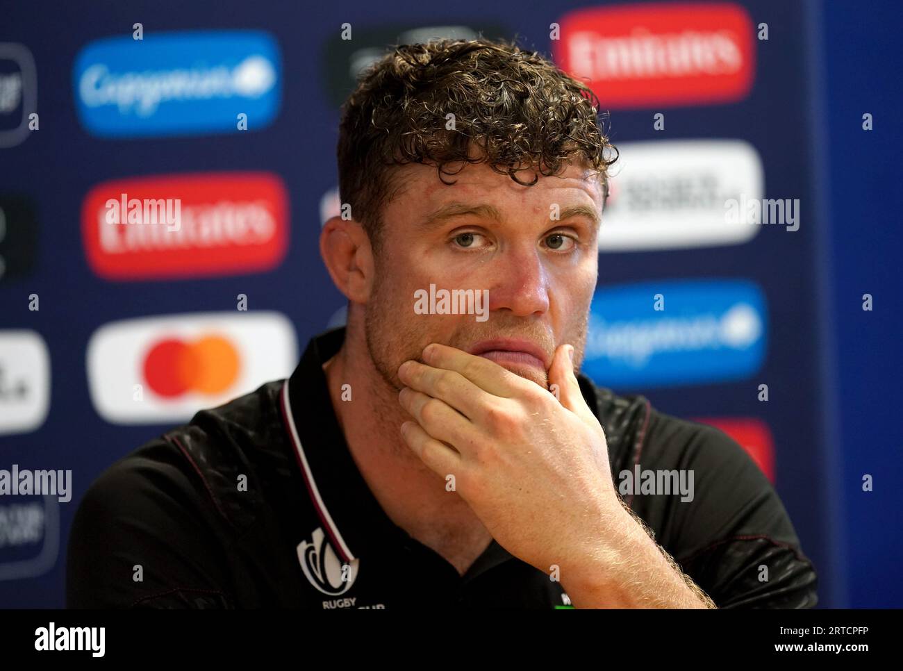 Wales' will Rowlands während einer Pressekonferenz im Stade Charles-Ehrmann, Nizza. Bilddatum: Dienstag, 12. September 2023. Stockfoto