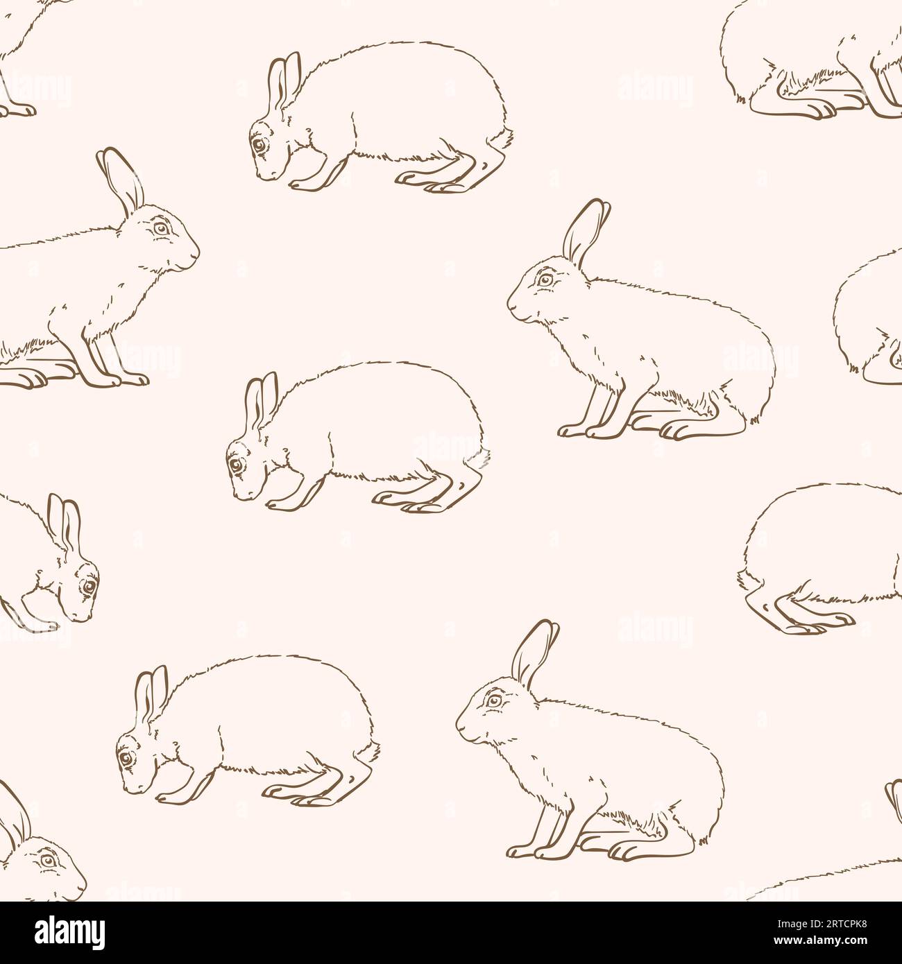 Nahtloses Vektormuster mit handgezeichneten Kaninchen Stock Vektor