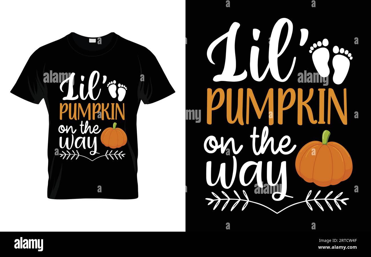 Lil Kürbis auf dem Weg lustige Halloween Kürbis Kostüm T-Shirt Design Vektor Vorlage Stock Vektor