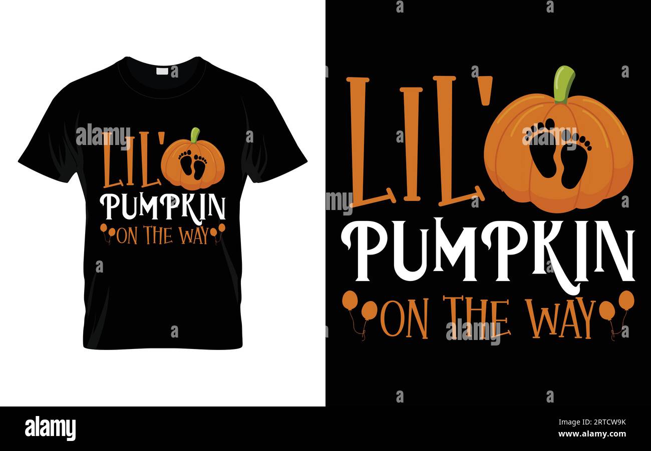 Lil Kürbis auf dem Weg lustige Halloween Kürbis Kostüm T-Shirt Design Vektor Vorlage Stock Vektor