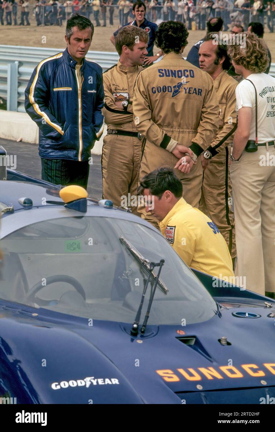 1971 Watkins Glen International Championship für macht 6 Stunden, Roger Penske, Mark Donohue, David Hobbs in der Roger Penske/Kirk F White Ferrari 512 M, startete 1., DNF Stockfoto