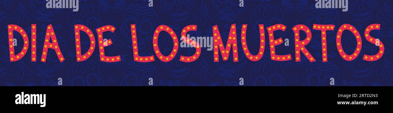 Tag Der Toten, Dia De Los Muertos Banner. Illustration Vektor Flach Stock Vektor