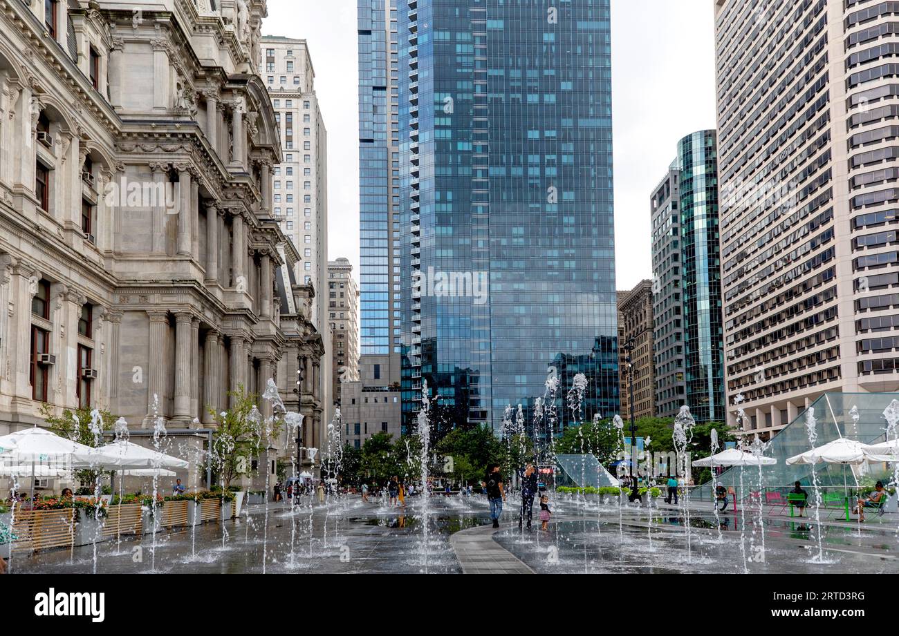 Springbrunnen im Zentrum von Philadelphia, New Jersey, USA Stockfoto