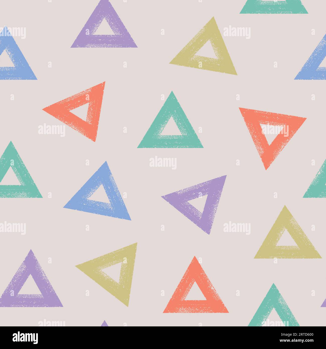 Mit einem kräftigen Pinsel gezeichnetes, strukturiertes Dreiecksmuster. Niedlicher nahtloser abstrakter geometrischer Hintergrund. Modernes, modernes, kindliches Design. Stock Vektor