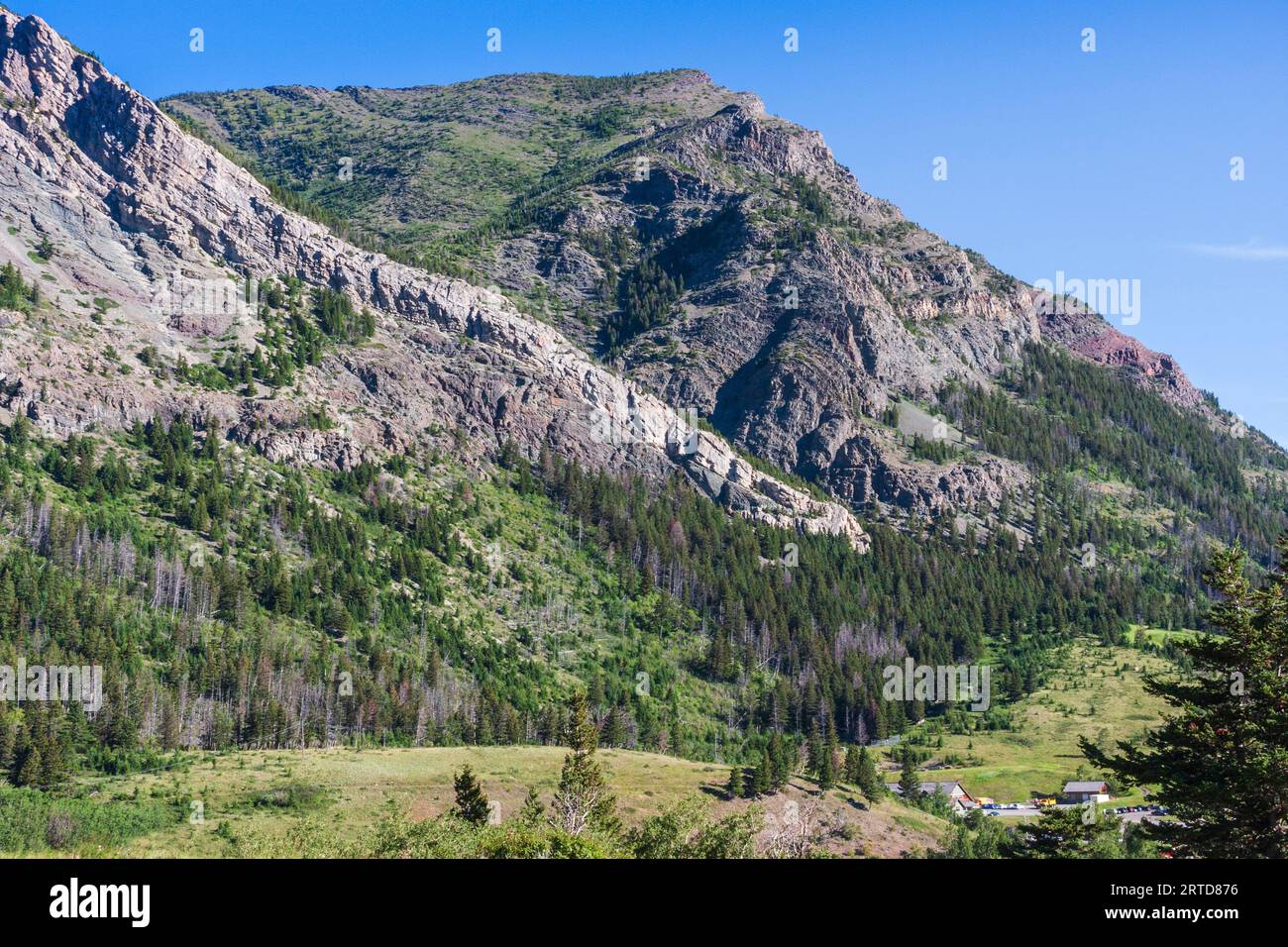 Berge der Rocky Mountain Front in Waterton Lakes National Park in Alberta, Kanada. Stockfoto