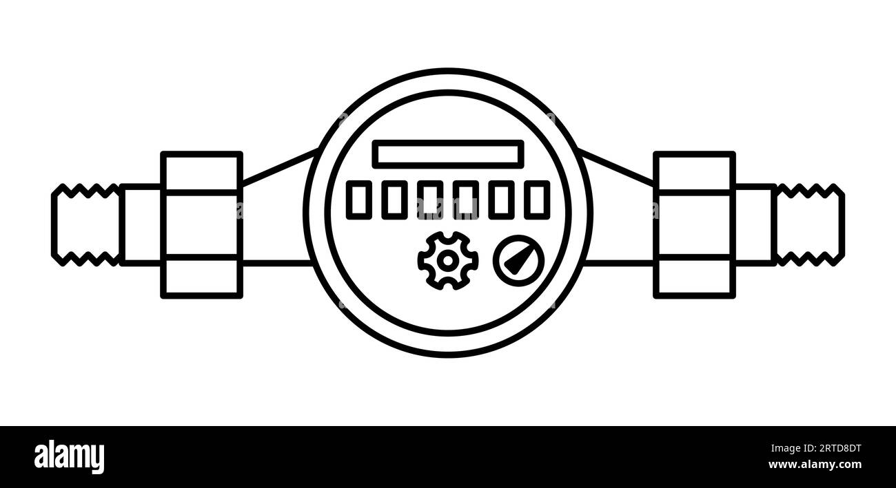 Abbildung: Wasserzähler. Industrielles Bild eines Sanitäransatzes. Stock Vektor