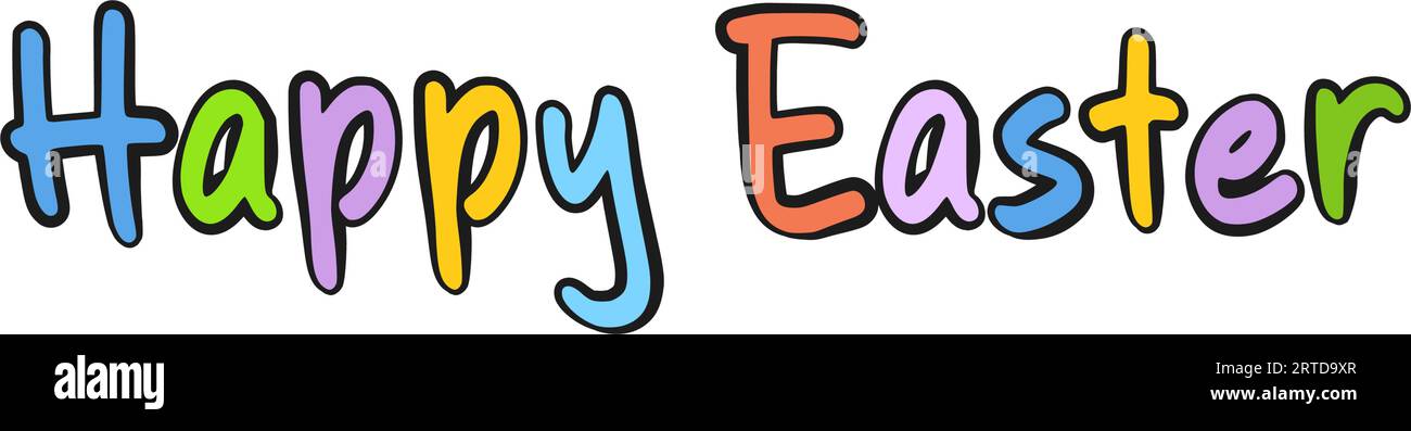 Fröhliche, farbenfrohe Osterbeschriftung Stock Vektor