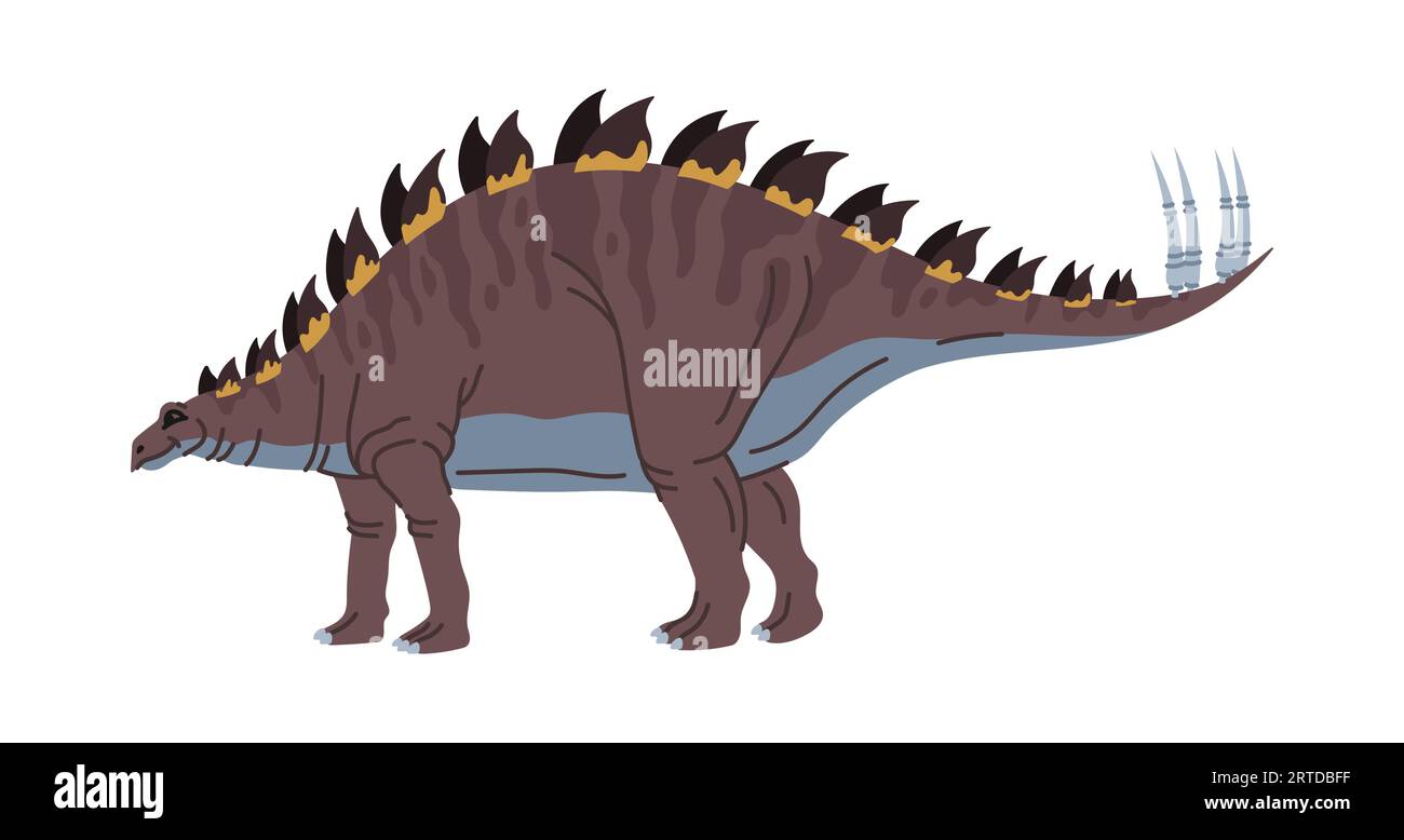 Der Zeichentrickcharakter des Dinosauriers spines Back, Carnosaur. Großes altes Dino-Kinderspielzeug, Comic-Dino mit Dornen, Tier aus prähistorischer Zeit Stock Vektor