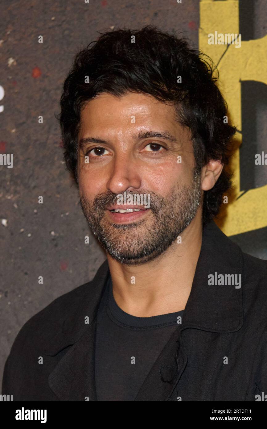 London, UK . 12 . September 2023 . Farhan Akhtar auf dem Bild beim *Red Carpet Photo-Call* der Amazonas Prime Series Bambai Meri Jaan am VUE West End Leicester Square. Quelle: Alan D West/EMPICS/Alamy Live News Stockfoto