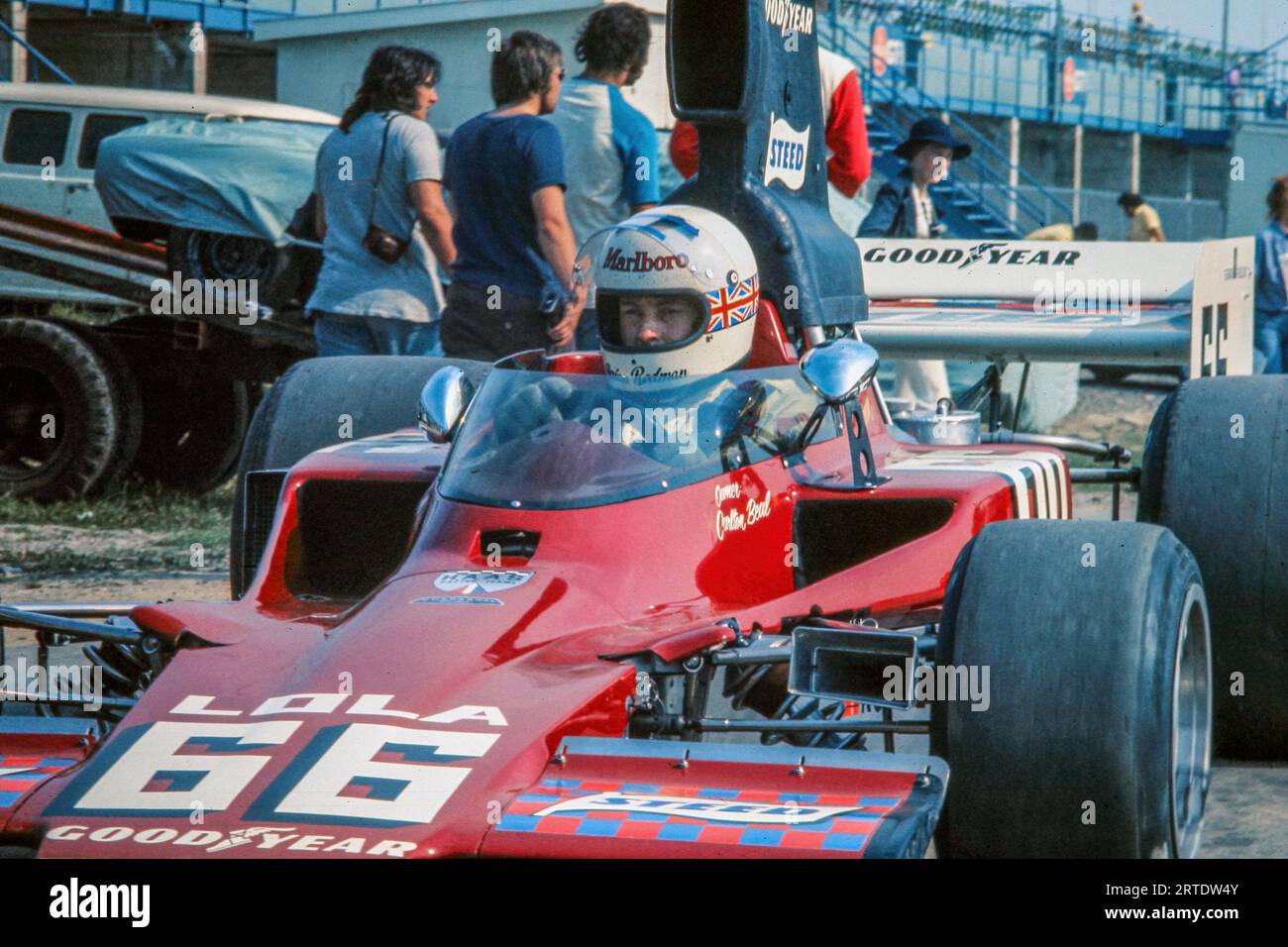 Brian redman in einem Carl Hass Racing Lola T330 bei der Watkins Glen SCCA L&M Formel 5000 1973, Sstarted 4., belegte 2 Stockfoto