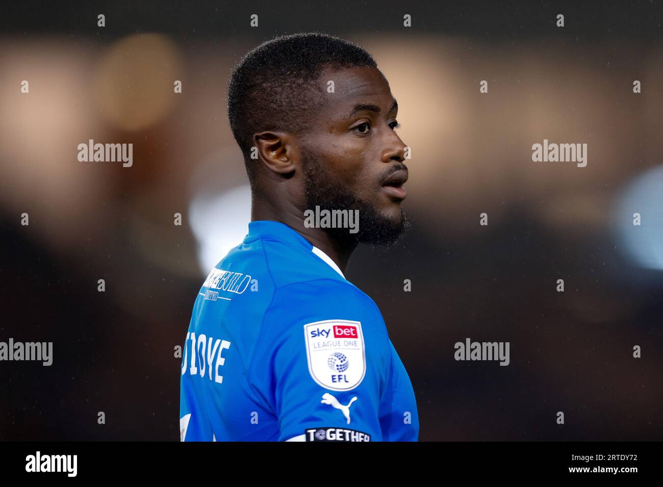 12. September 2023; Weston Homes Stadium, Peterborough, Cambridgeshire, England; EFL Trophy Football, Peterborough United gegen Cambridge United; David Ajiboye von Peterborough United Stockfoto