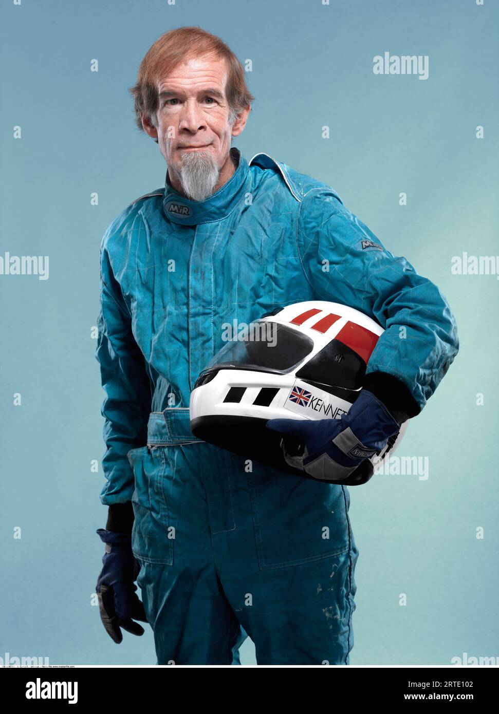 Porträt des Go-Cart-Treibers Stockfoto