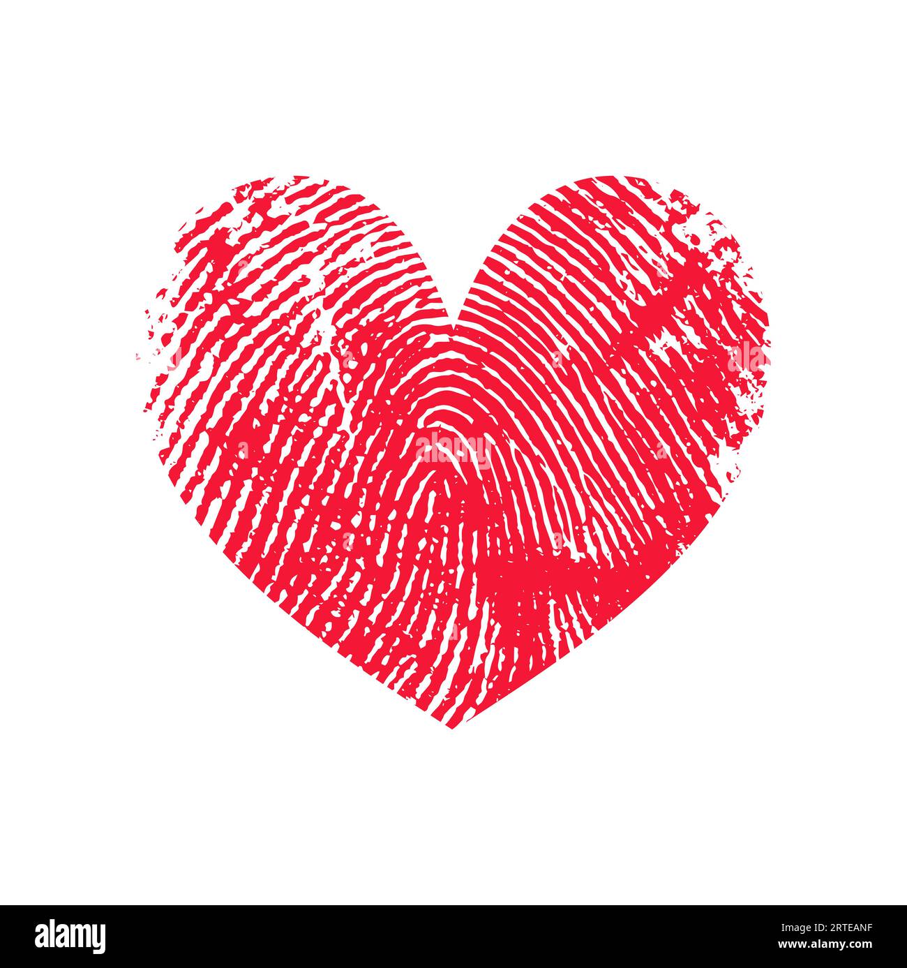 Fingerprint Love Heart, Fingerabdrücke. Vektor-Fingerabdrücke von verheirateten Ehefrauen und Ehemännern, Hochzeitstag oder Valentinstag-Grußkarte Stock Vektor
